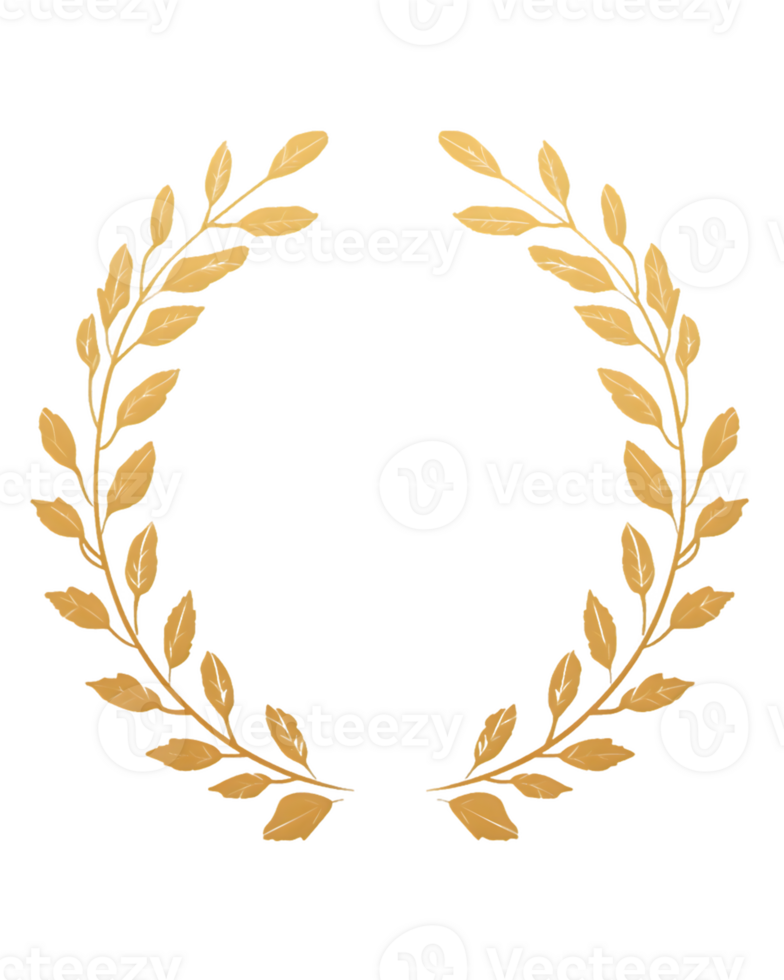 Golden Laurel Wreath Elegant Circular Design Element png