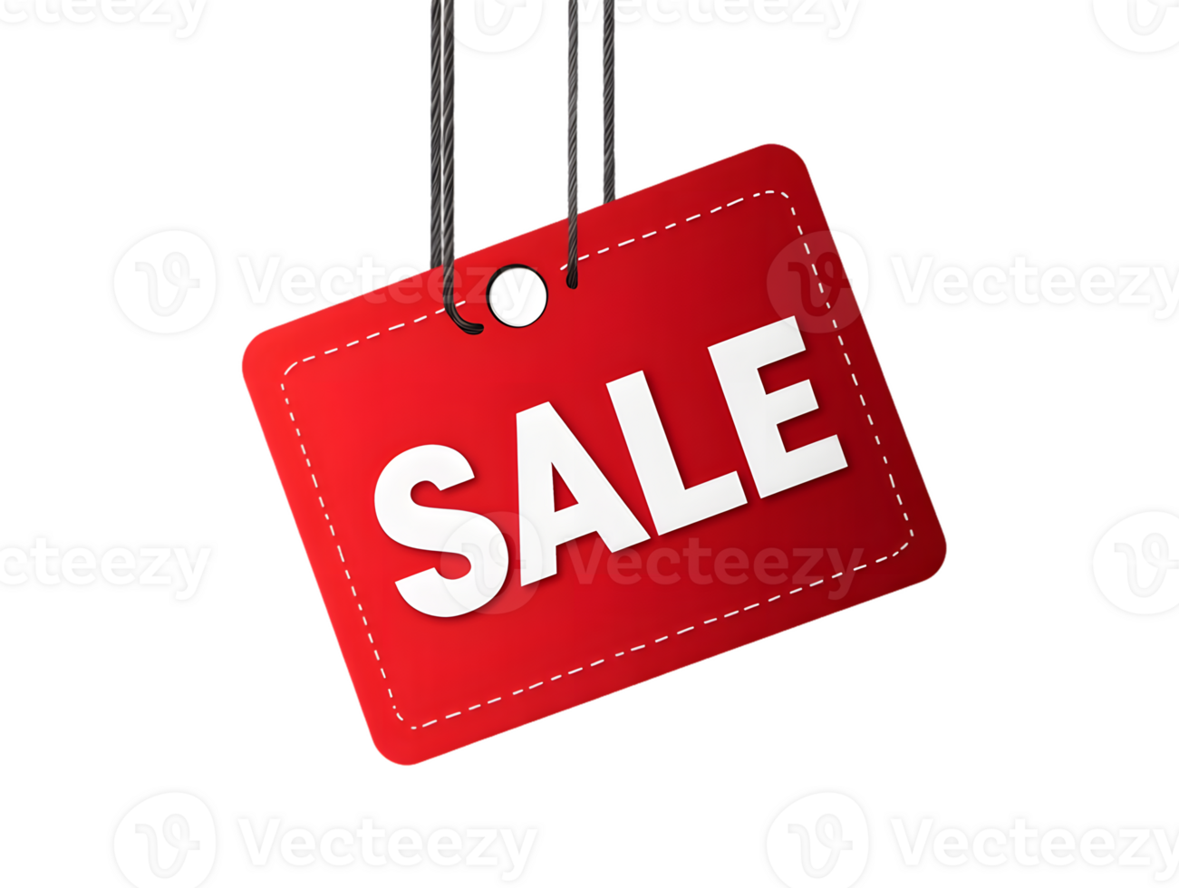 Red Sale Tag Hanging from String png