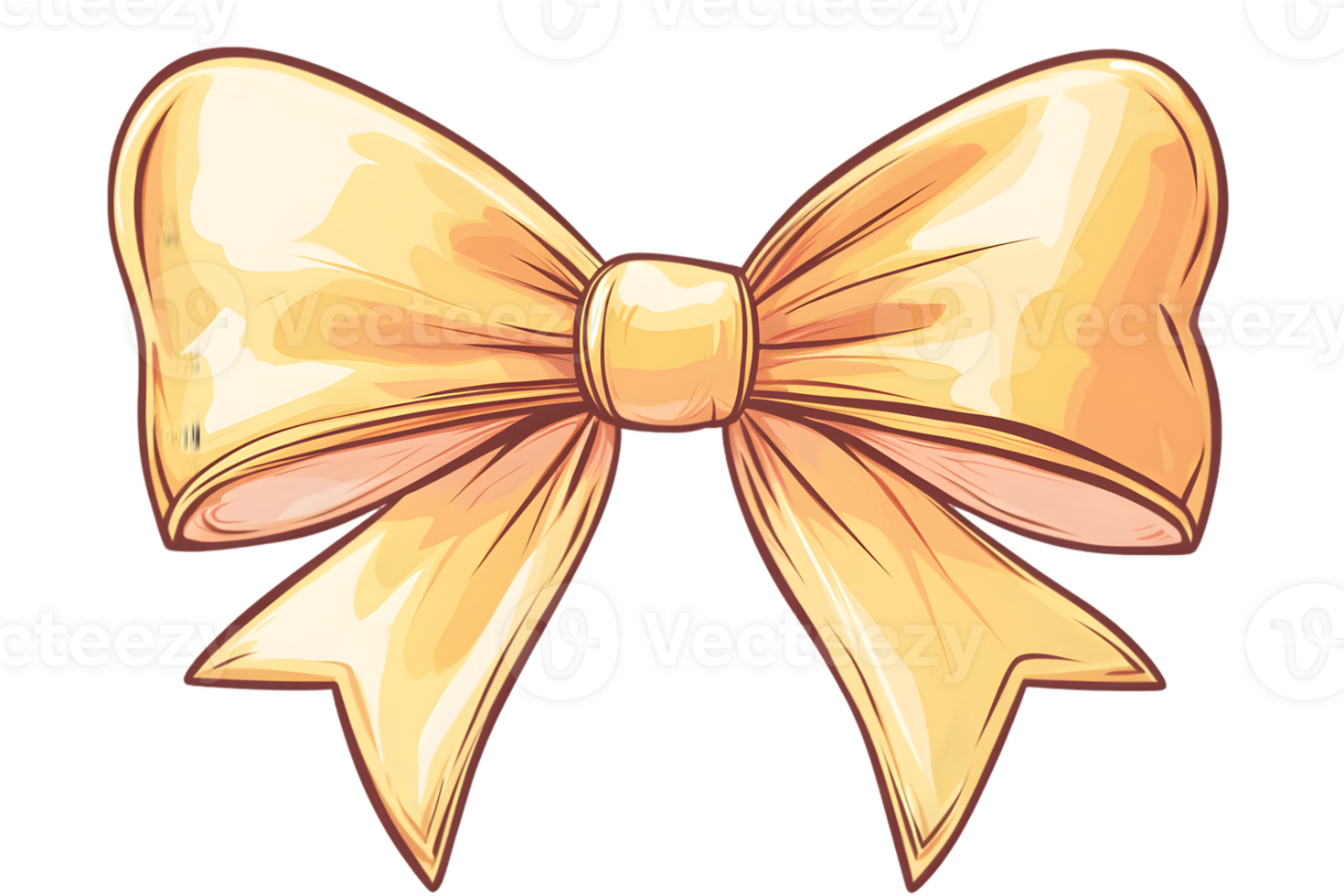Pale Yellow Bow Illustration Delicate Hand-Drawn Sketch png