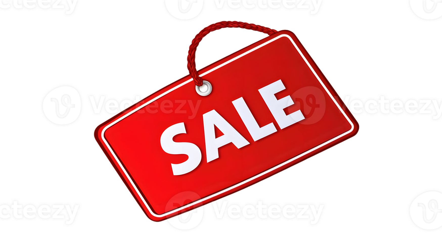 Red Sale Tag with String and Diamond Accent png
