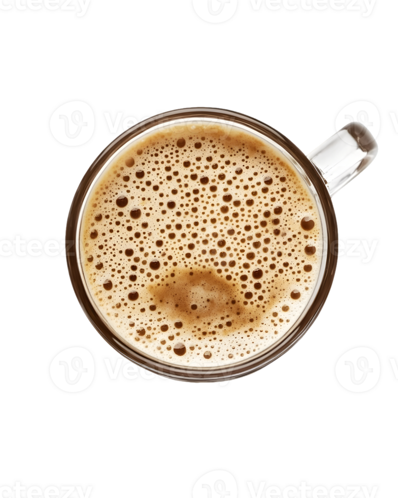 Frothy Cappuccino in Glass Mug png