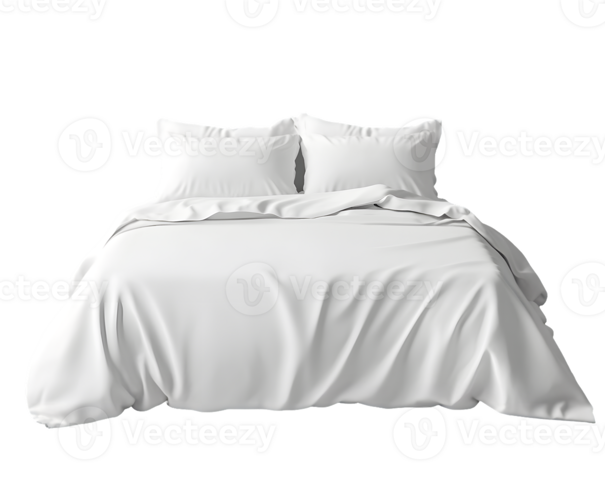 Crisp White Bedding Set on a Made Bed png