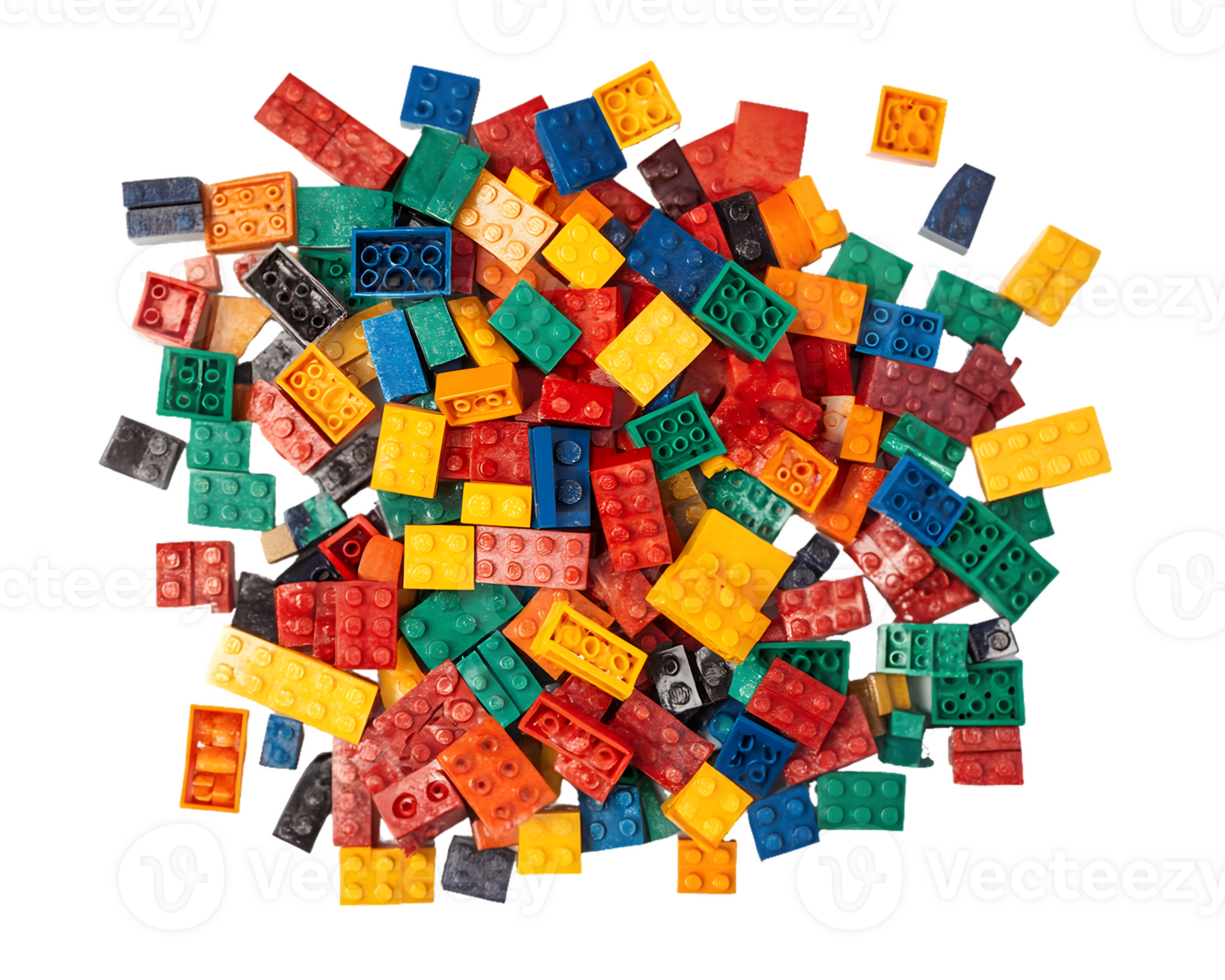 Colorful Plastic Building Blocks Scattered on Surface png