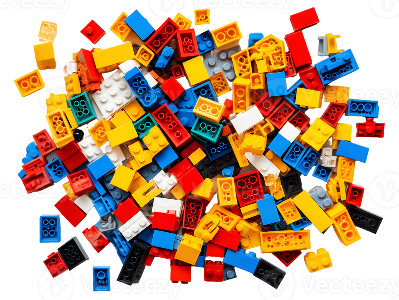 Colorful Plastic Building Blocks Scattered png