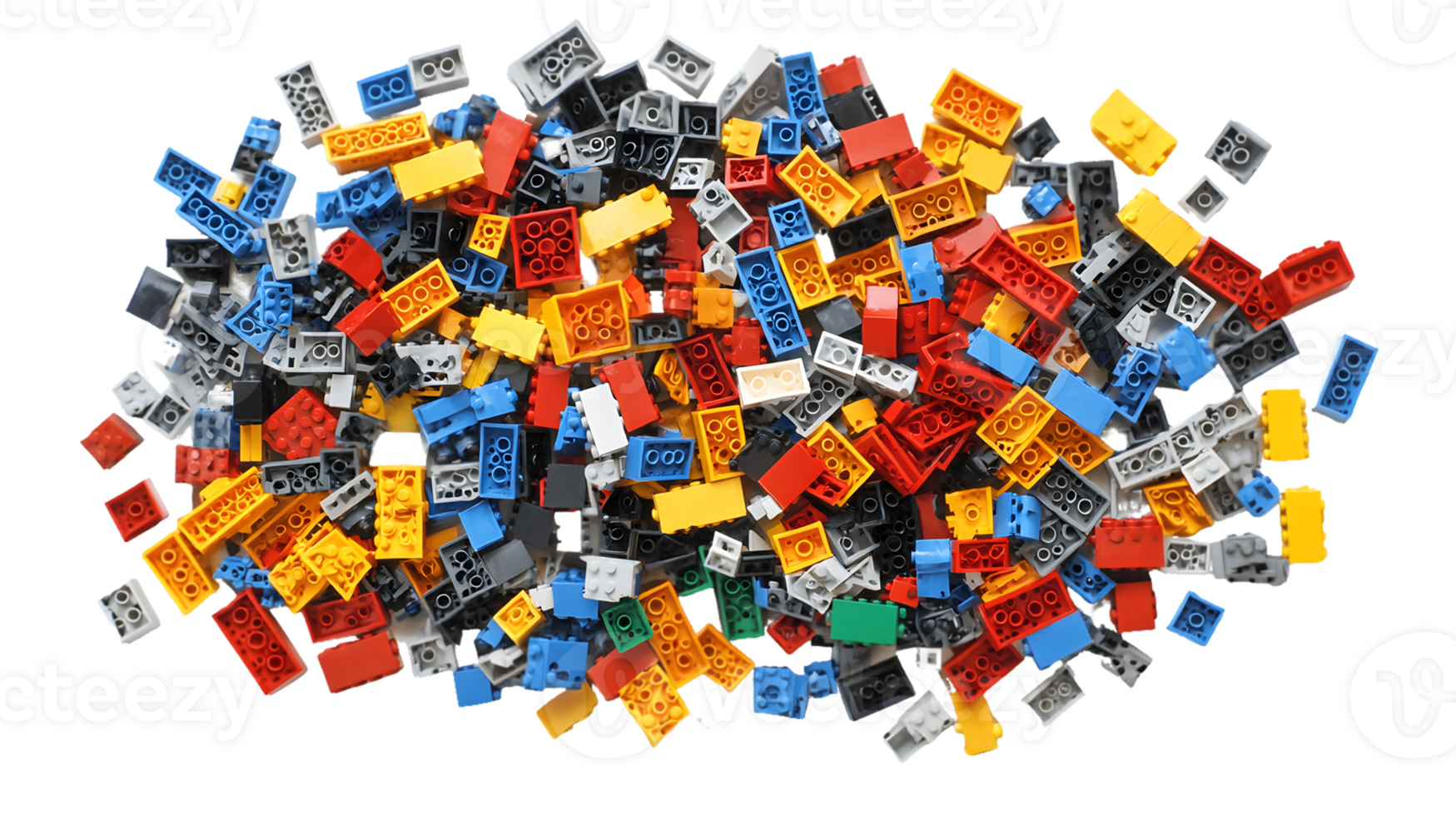 Colorful Plastic Building Tiles Scattered png