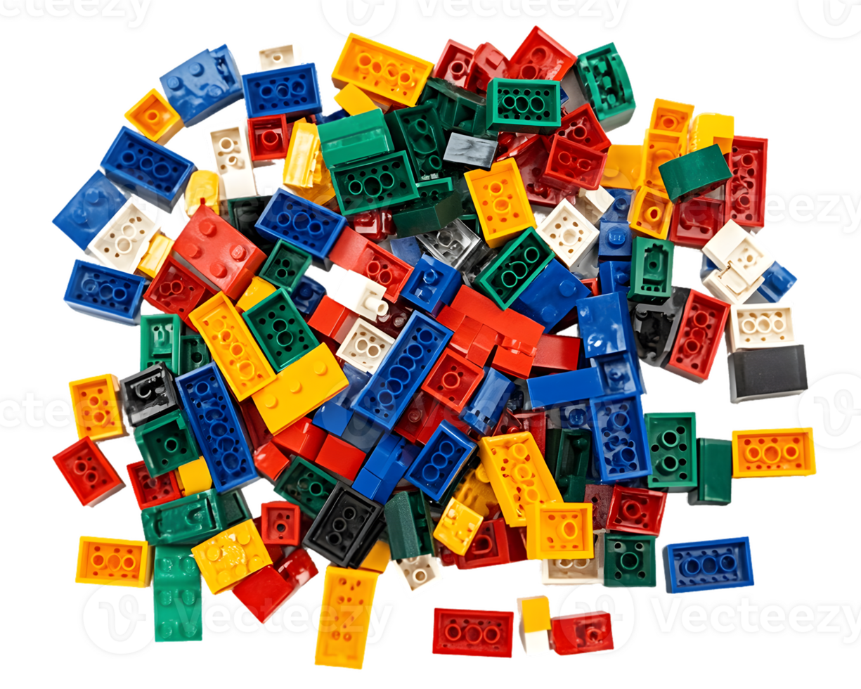 Colorful Plastic Building Block Pieces png