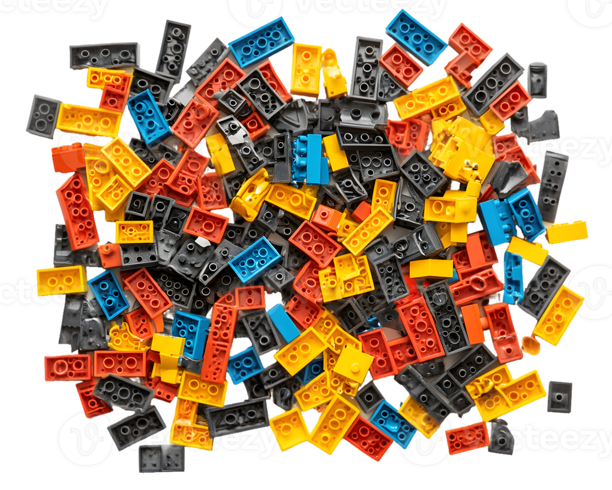 Colorful Plastic Building Block Pieces Scattered png