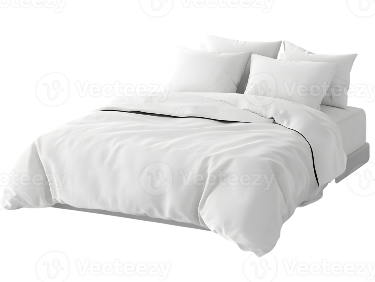 Luxurious White Bedding Set Crisp Duvet Cover, Fitted Sheet, and Pillows png