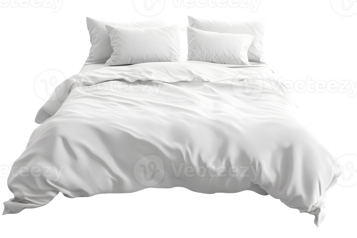 Neatly Made White Bed with Crisp Bedding png