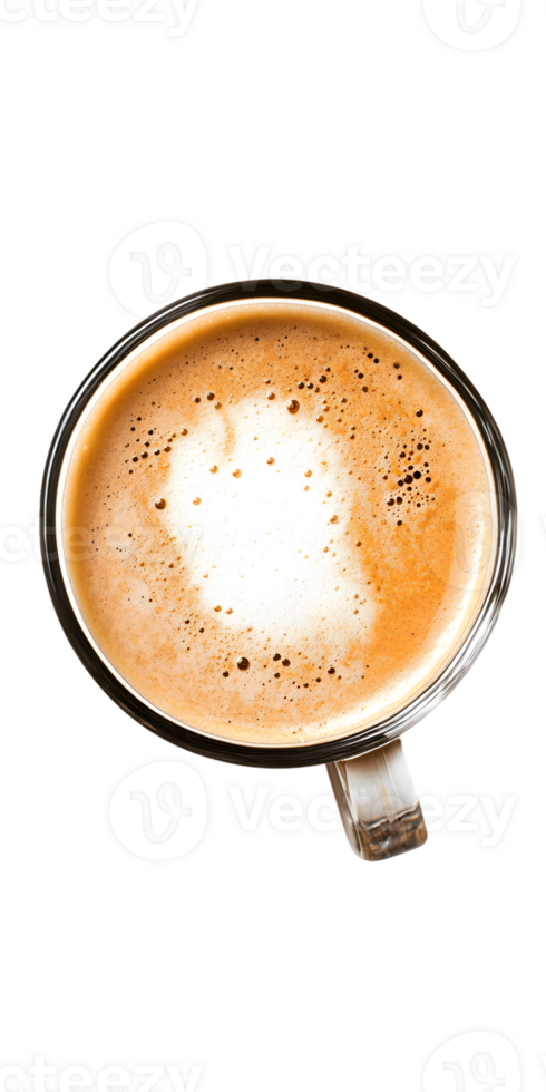 Overhead View of a Coffee Drink with Latte Art png