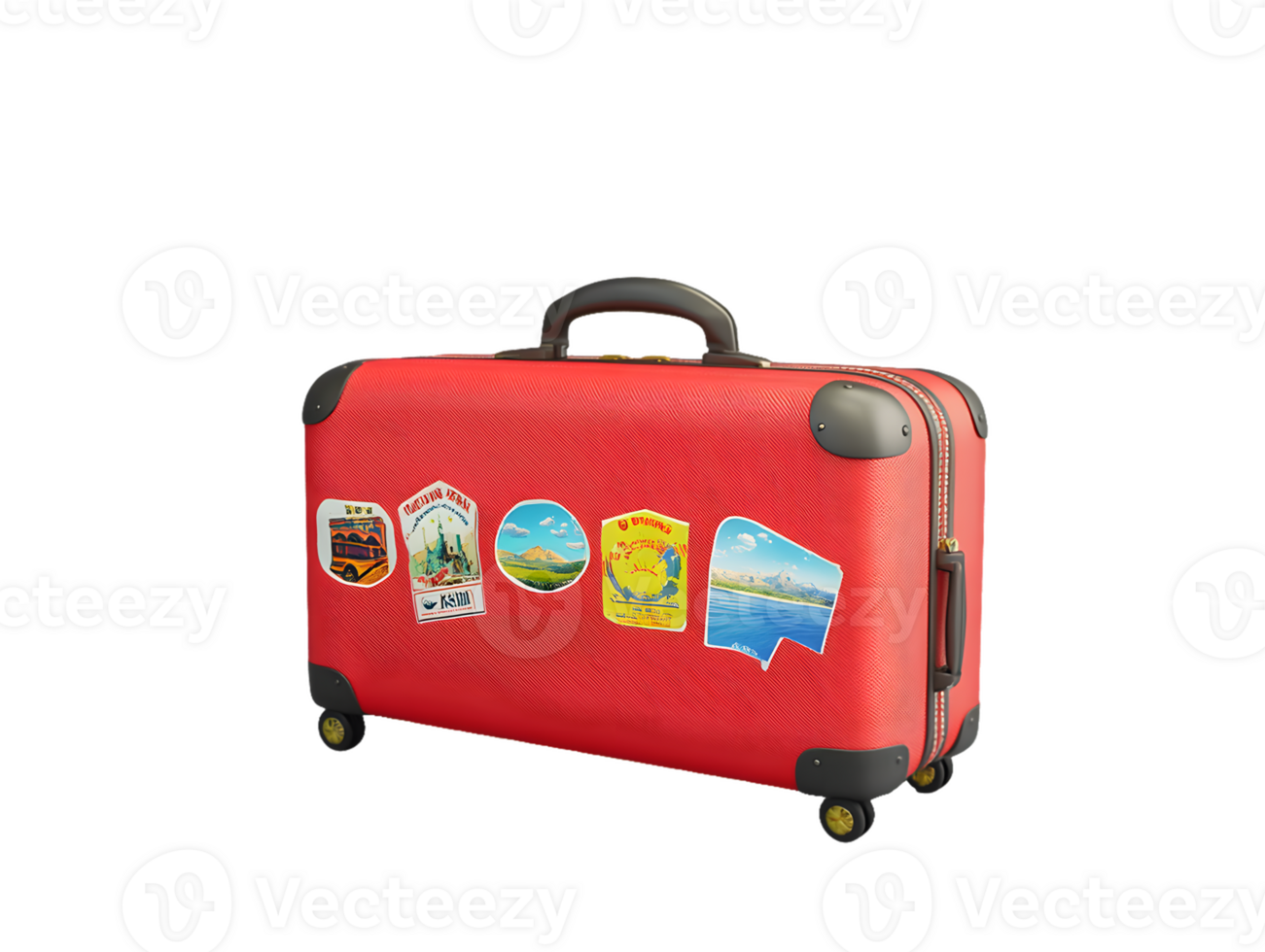 Red Suitcase with Travel Stickers A Symbol of Adventure png