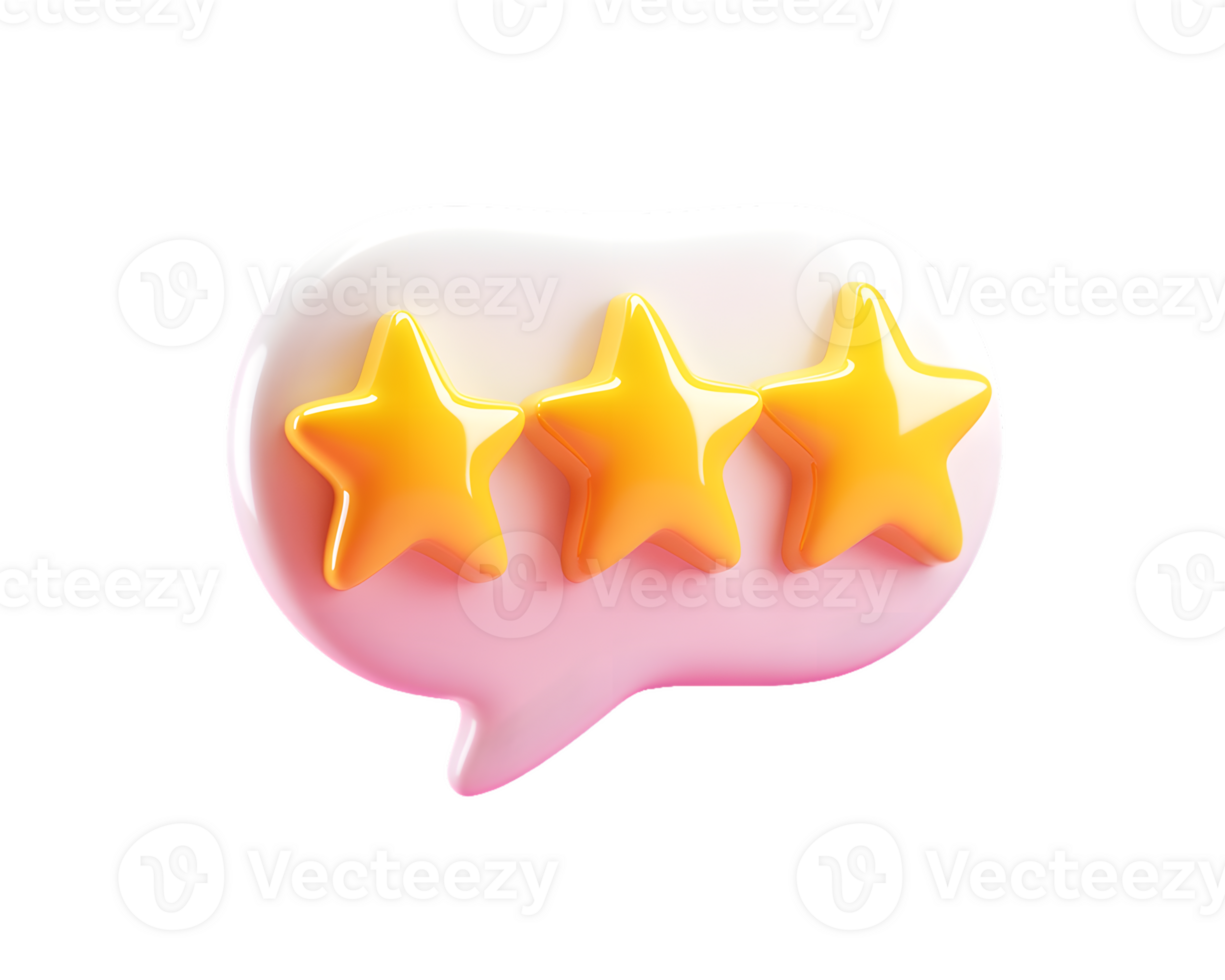 Three Dimensional Gold Stars in Speech Bubble png