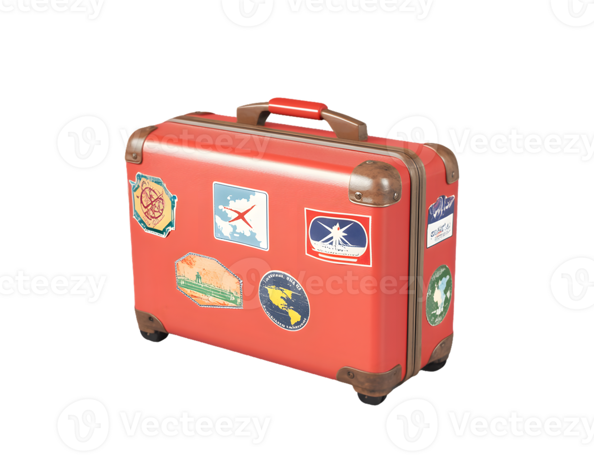 Vintage Red Suitcase Travel Stickers png