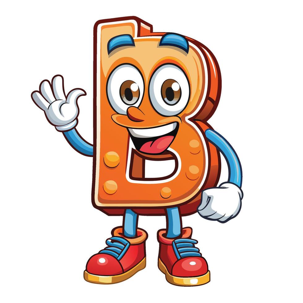 letter b character waving and smiling vector