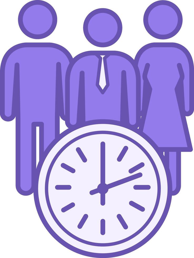 Colored Meeting Time Icon. Group of People and Clock. Work and Rest Time. Office Concept vector