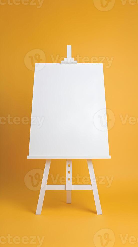 Rectangular easel on vibrant yellow backdrop, emphasizing simplicity and creativity Vertical Mobile Wallpaper photo