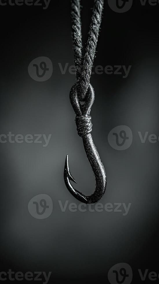Intricate Fishing Hook and Rope Knot - A Still Life Masterpiece photo