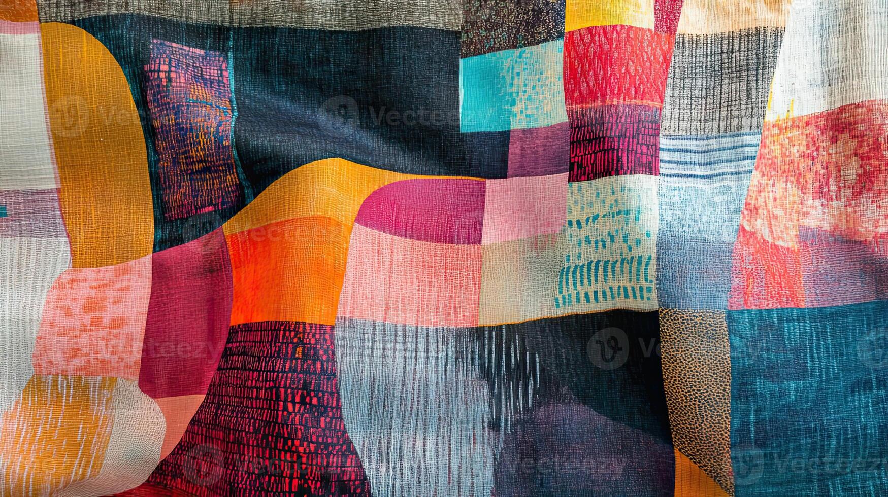 Colorful Patchwork Fabric Pattern photo