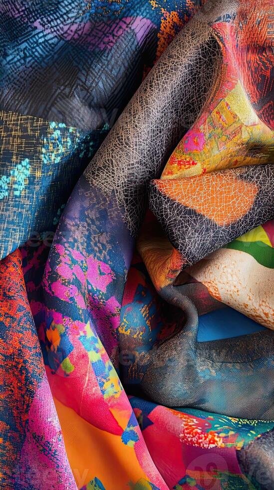 Vibrant Multicolor Abstract Fabric Design photo