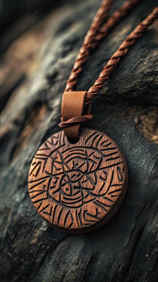 Enchanted Wood Necklace Exquisite Carved Design photo