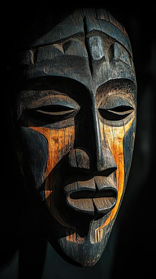 Intricate Tribal Wooden Mask - A Timeless Masterpiece photo