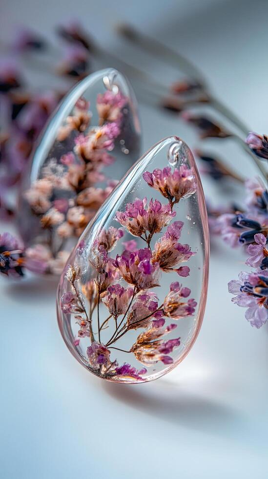 Delicate Floral Resin Jewelry - Exquisite Pink Flowers photo