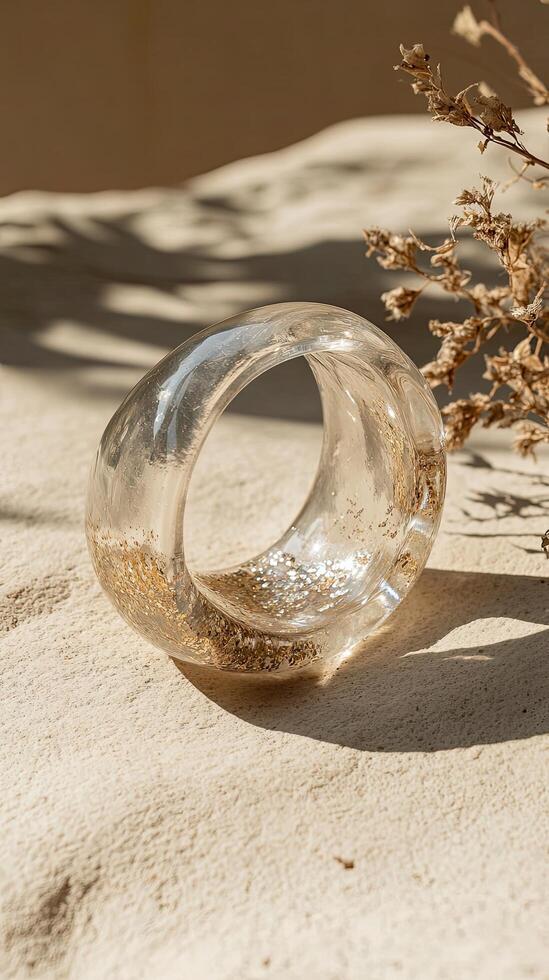 Delicate Gold Glitter Resin Bracelet - Chic Accessory photo