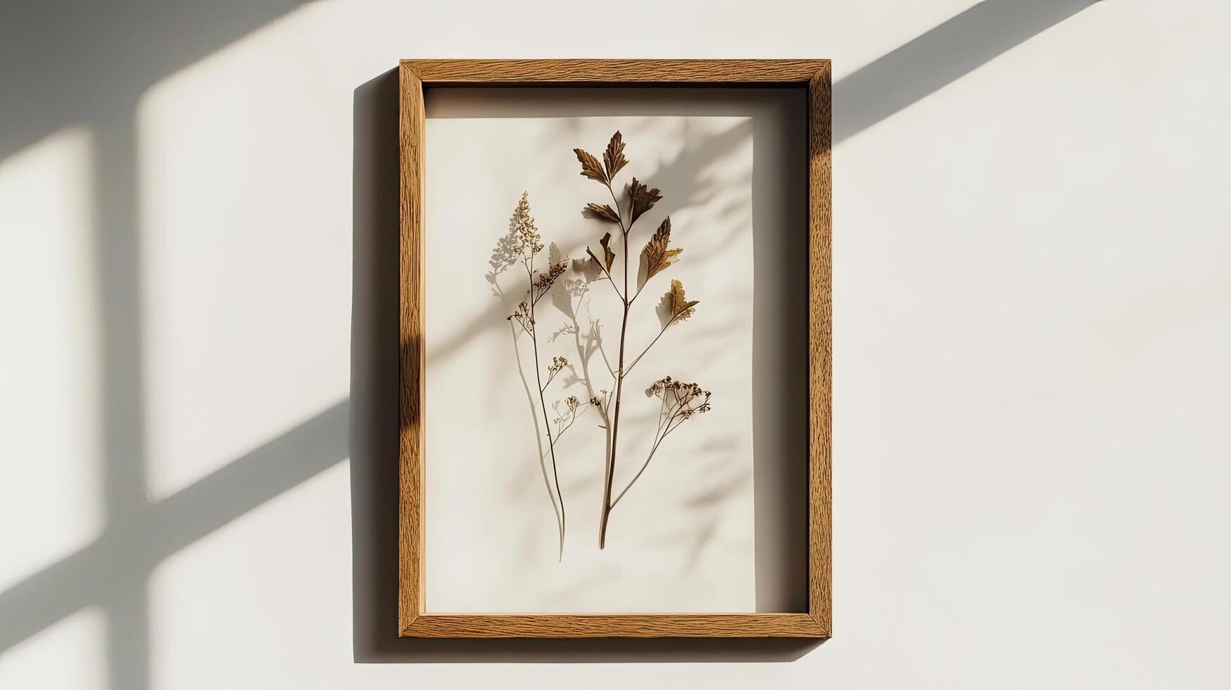 Delicate Dried Botanicals in a Wooden Frame photo