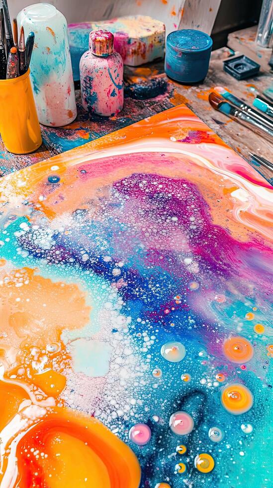 Abstract Colorful Resin Art with Vibrant Colors photo