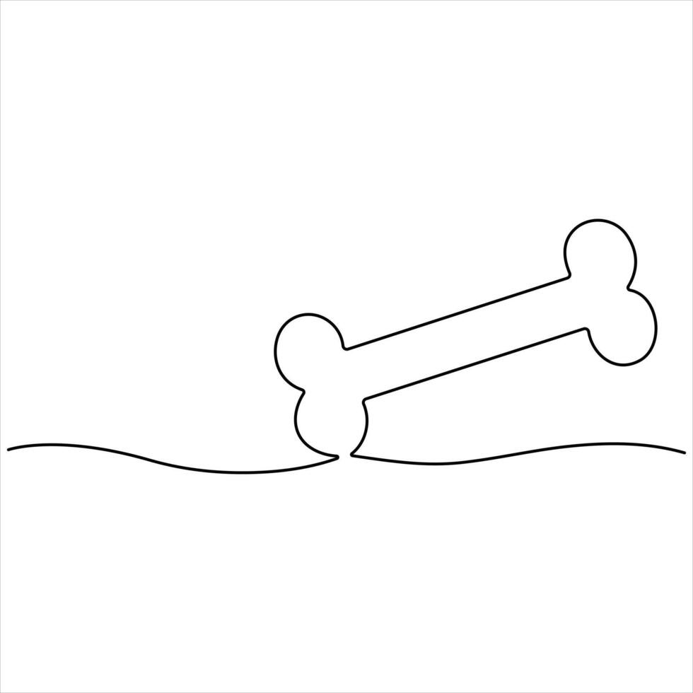 Continuous single line drawing of bone simple line art design illustration vector