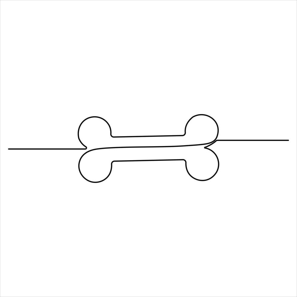 Single line continuous drawing of bone simple human bone line art outline style illustration vector