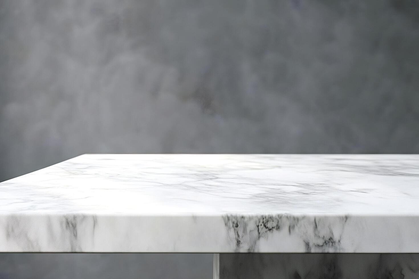 Empty white marble table top on gray concrete background photo
