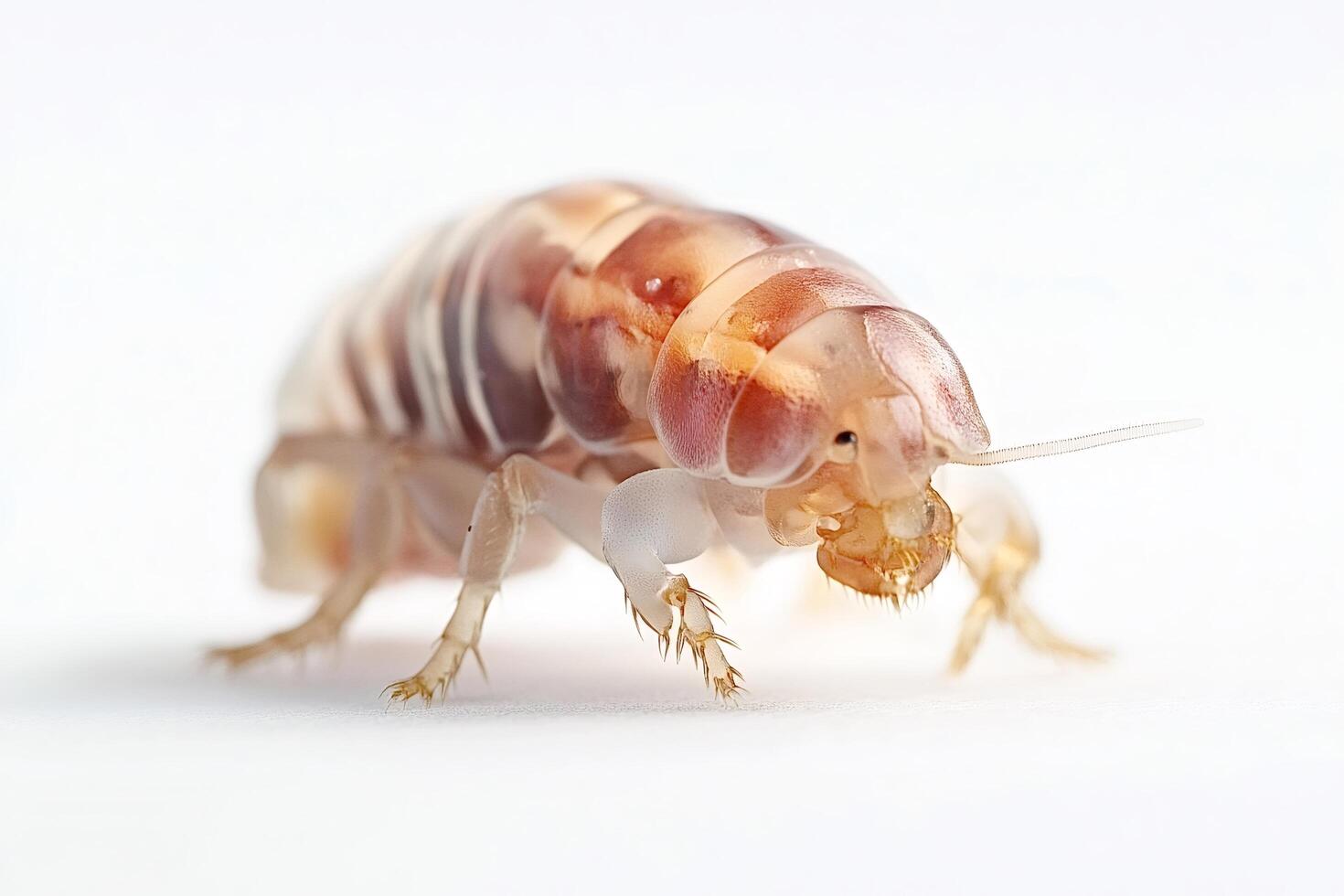 Dubia cockroach walking on white background showing its translucent body photo