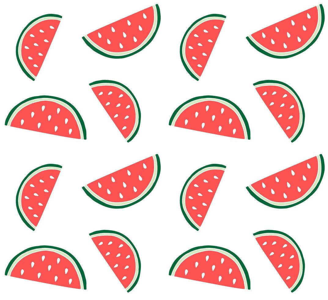 Seamless patterns of sketch watermelon slice vector