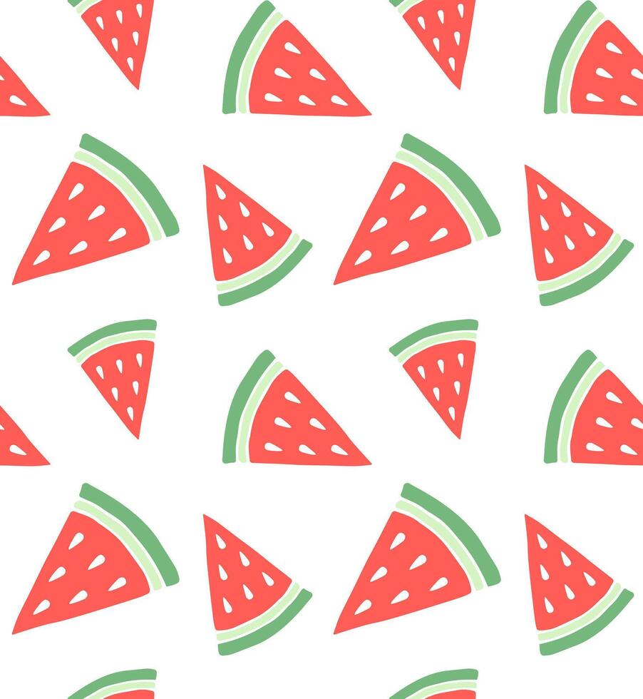 Seamless pattern of color sketch watermelon slice vector