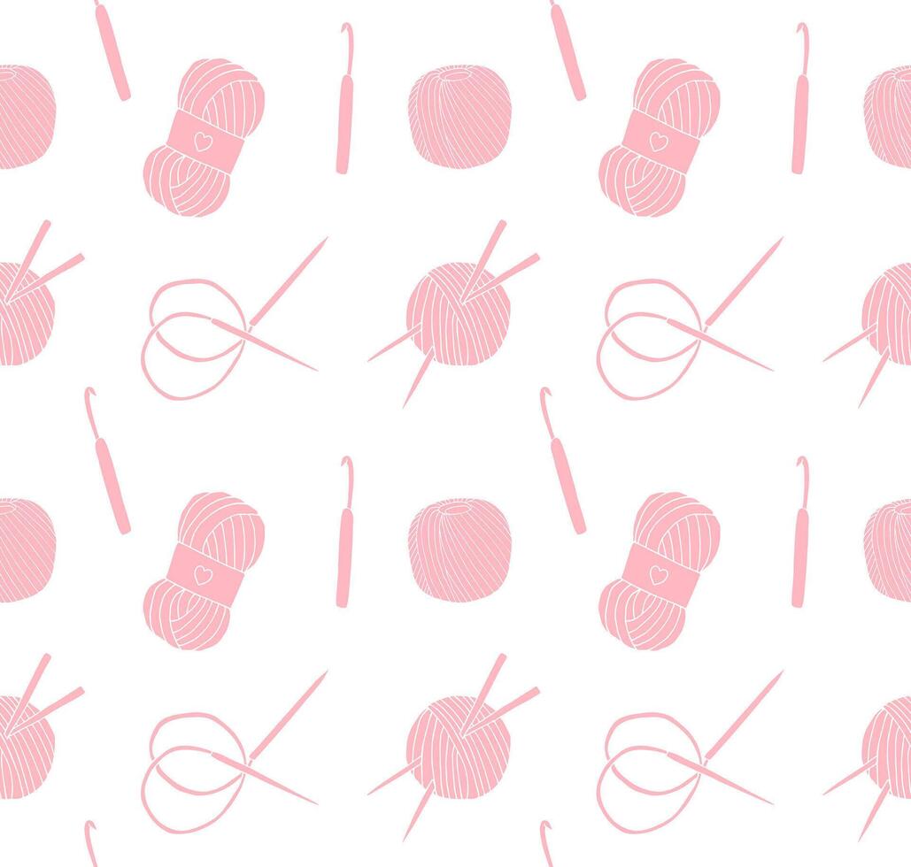 Pattern of knit thread and needle vector
