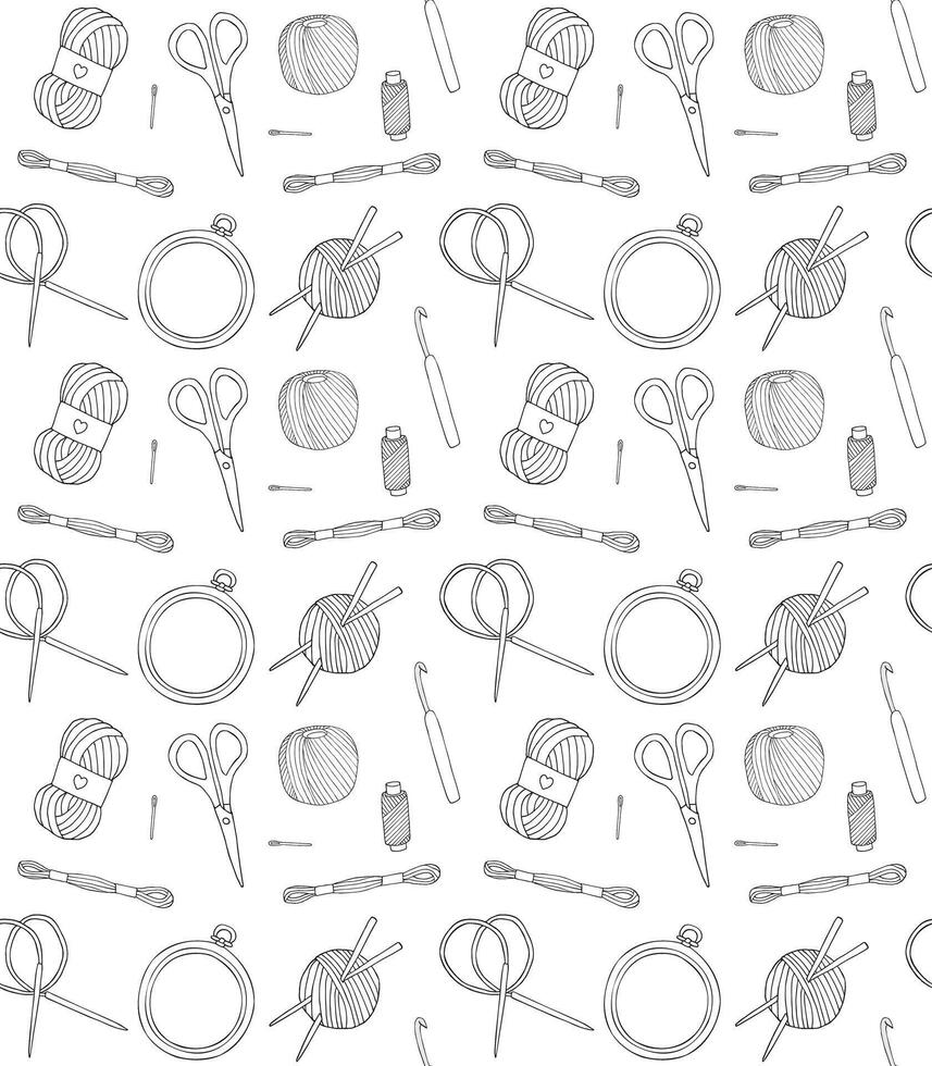 Pattern of doodle sketch thread vector