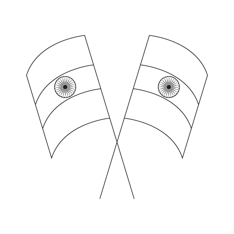 Indian flag simple outline vector