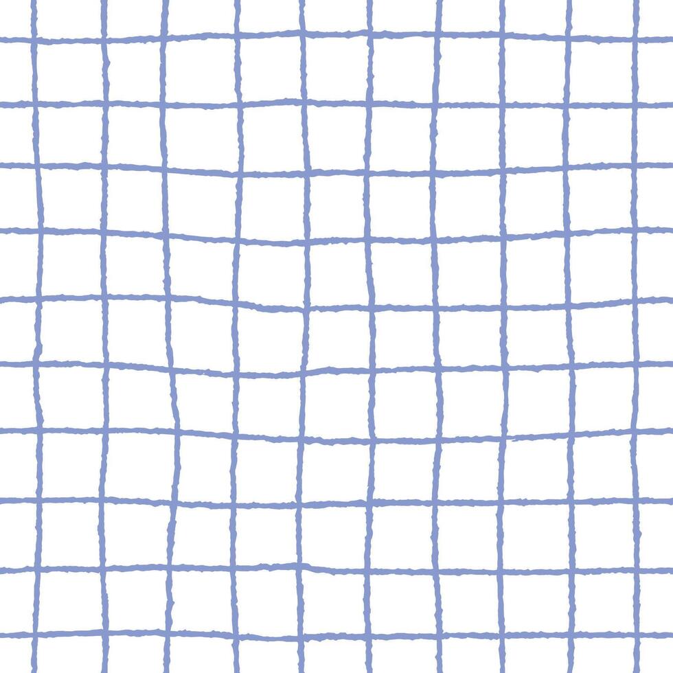 Textured Checked Seamless Pattern in Blue and White. Simple Blue Grid Hand Drawn Background, Perfect for Wrapping Paper, Fabric Design, Scrapbooking, Wallpapers, and Minimalist Projects vector