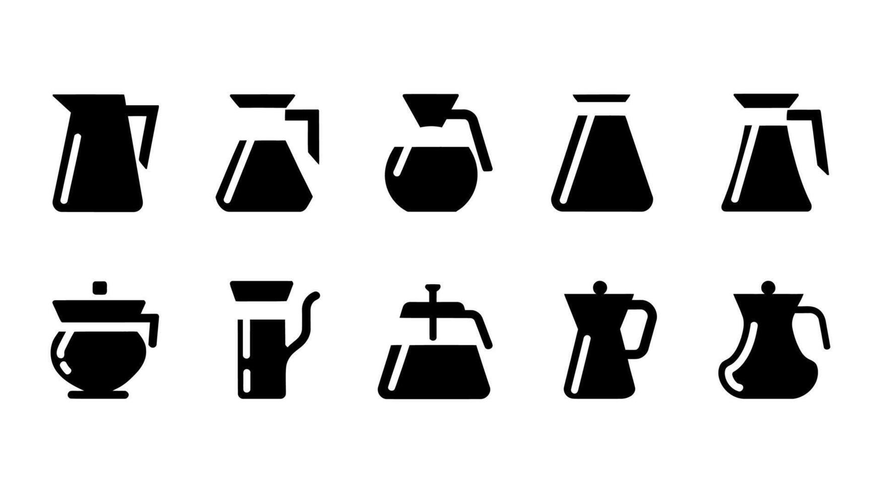 Pitcher and Carafe Icons Set Modern Minimalist Silhouettes for Kitchenware and Beverage Design vector
