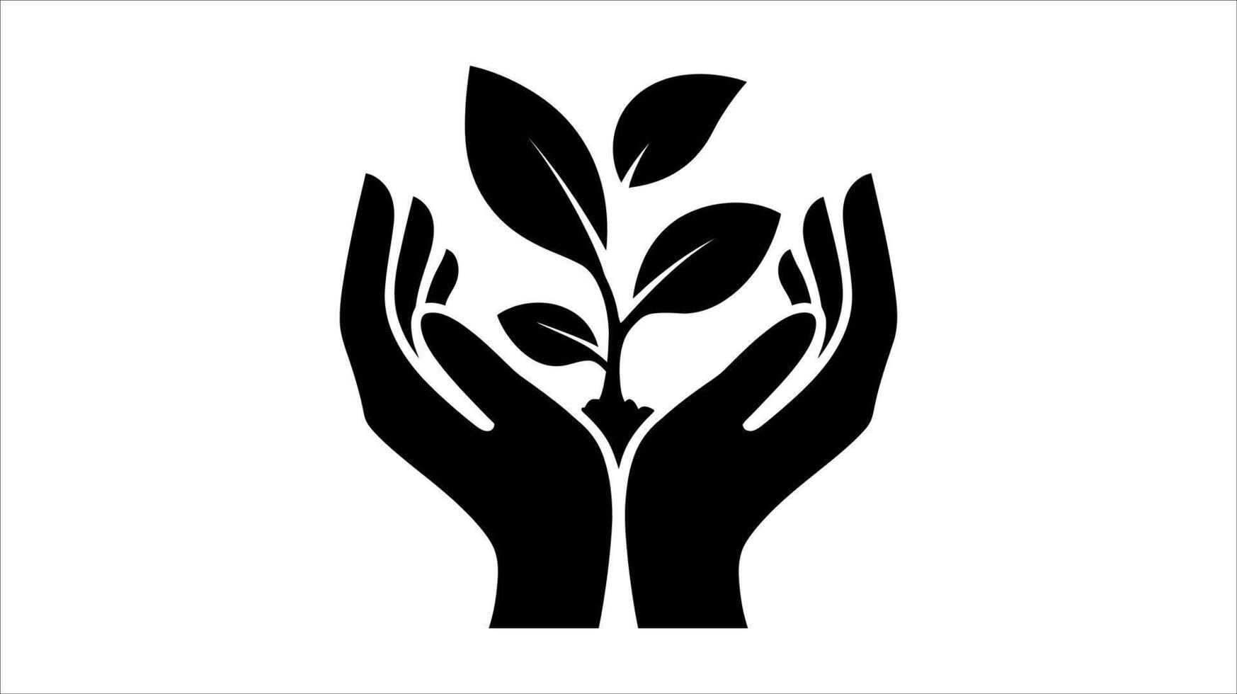 Hands Holding a Growing Plant Silhouette Icon vector