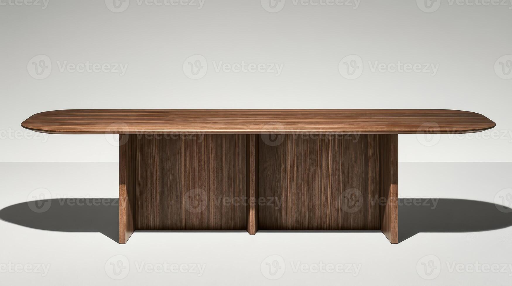 Elegant Walnut Wood Conference Table Design Modern Minimalist Office Furniture photo
