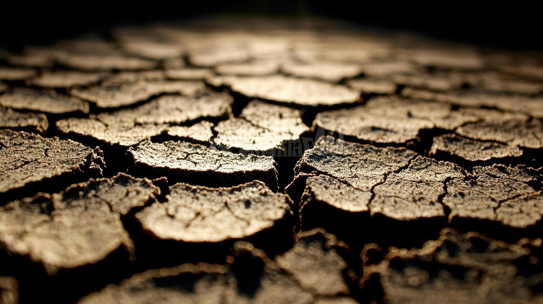 Cracked Dry Earth Texture Close Up of Drought Stricken Soil Surface photo