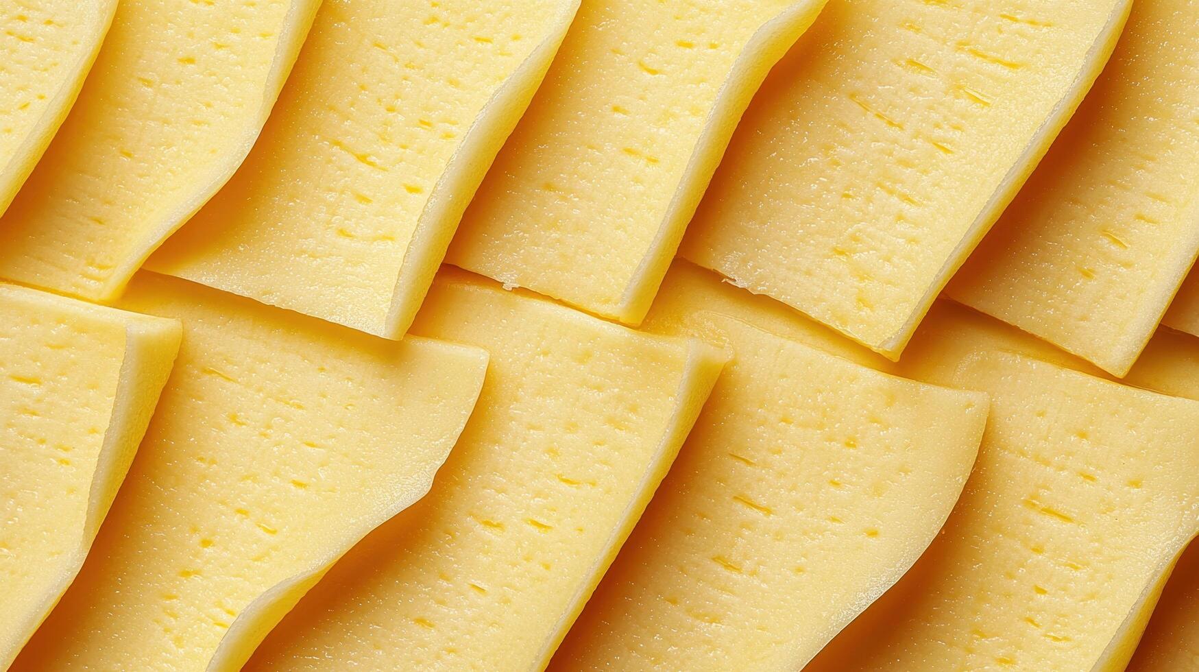 Close up Texture of Yellow Cheese Slices Dairy Product Food Background photo