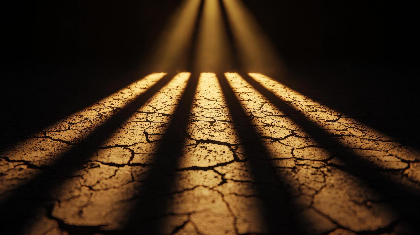 Dramatic Light Beams on Cracked Dry Earth Drought Desert Texture Environmental Background photo