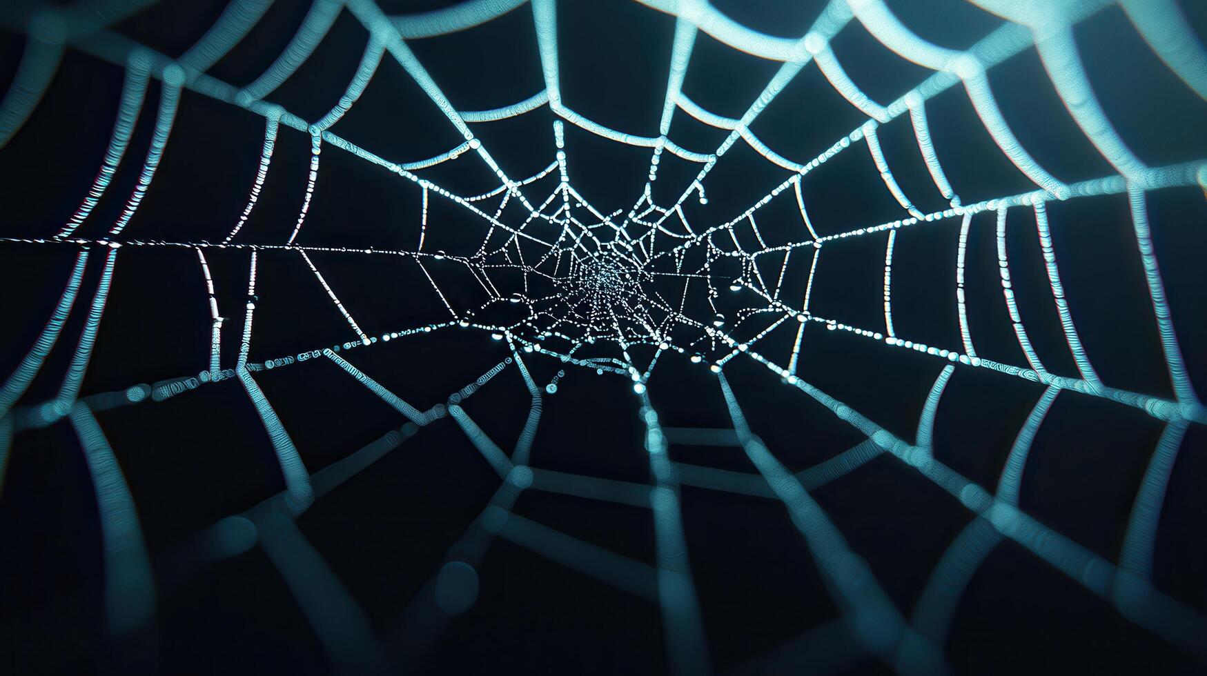 Dew Covered Spiderweb at Night Intricate Nature Design Macro Photography photo