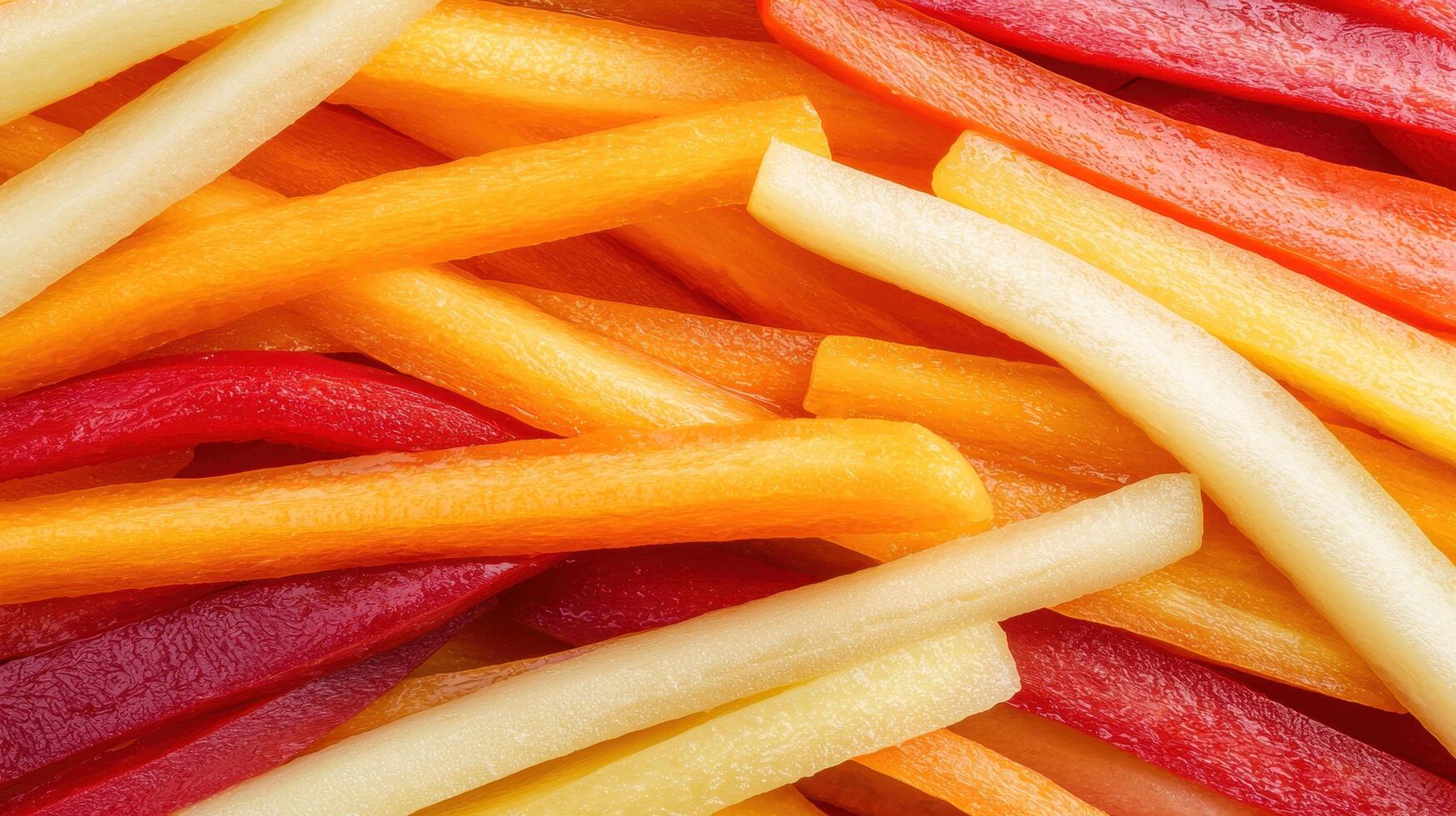Colorful Assortment of Fresh Carrot Sticks Parmesan and Red Pepper Strips photo