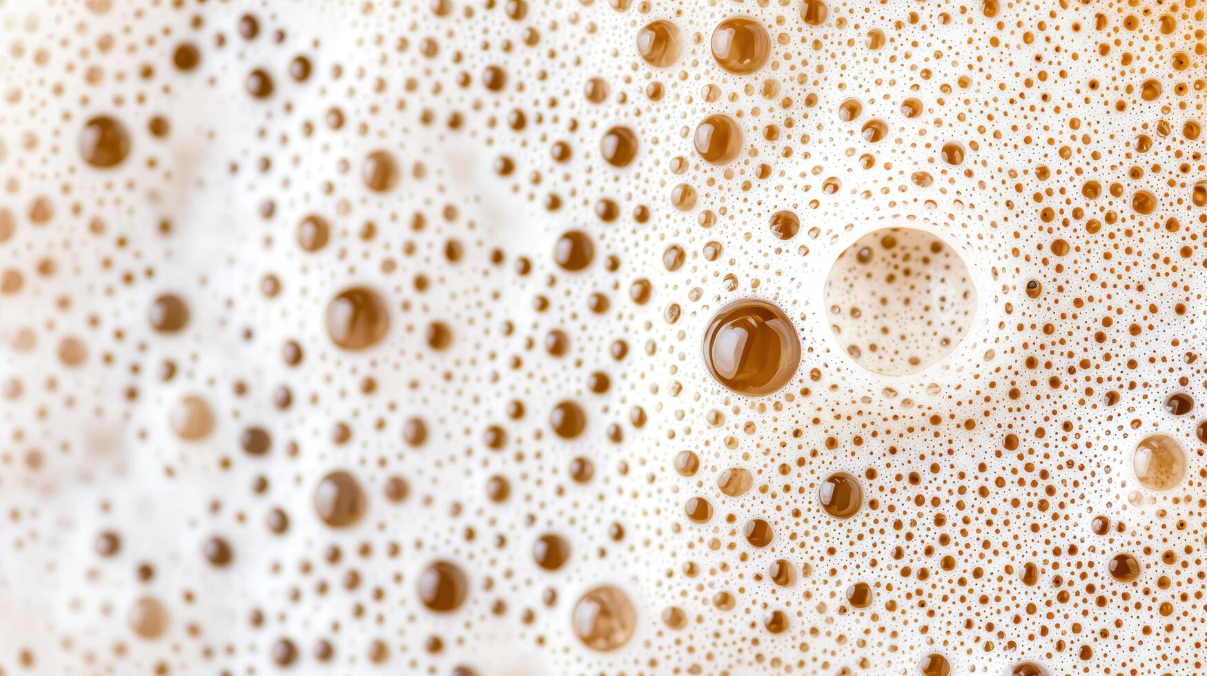 Close up of Creamy Coffee Foam Texture with Air Bubbles Latte Art Background photo