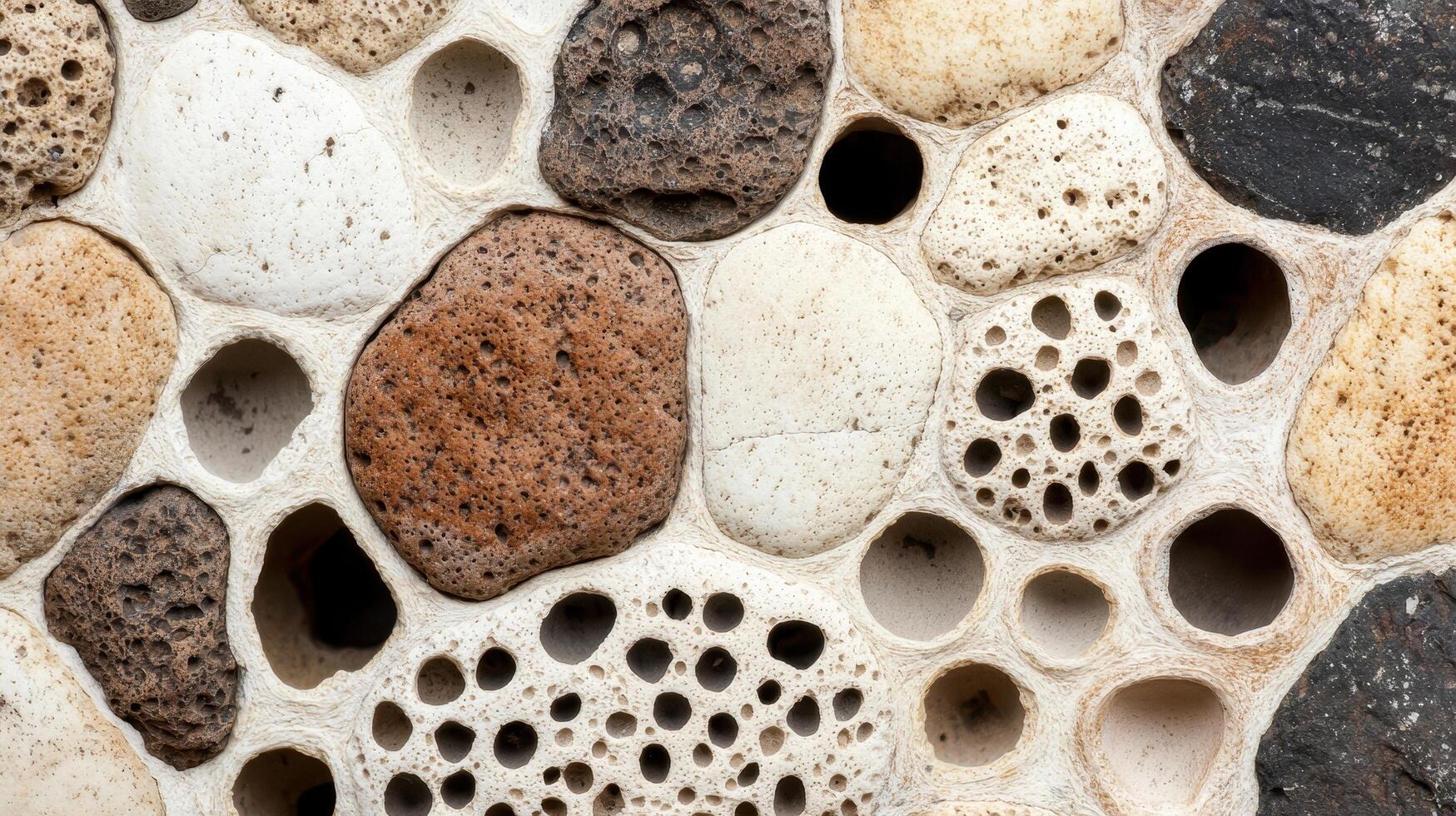 Textured Stone Wall Background Abstract Porous Rock Pattern Natural Stone Texture Irregular Shaped photo