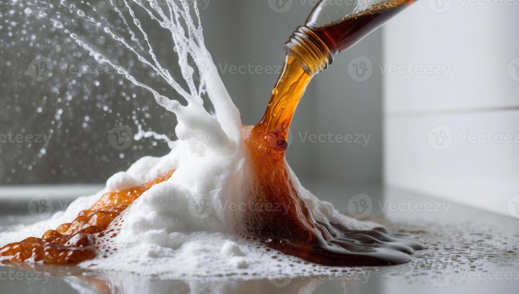 Eco-friendly bathroom cleaning with a vinegar and baking soda solution, offering a natural, chemical-free alternative to conventional cleaning methods. photo